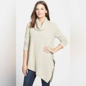 Eileen Fisher Asymmetrical Funnel Neck Sweater Size XS